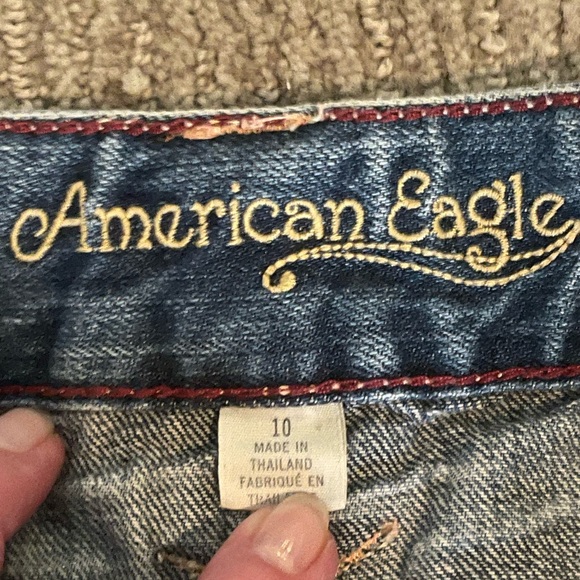 American Eagle distressed Blue jean Mini Skirt  Sz 10 - Picture 3 of 3